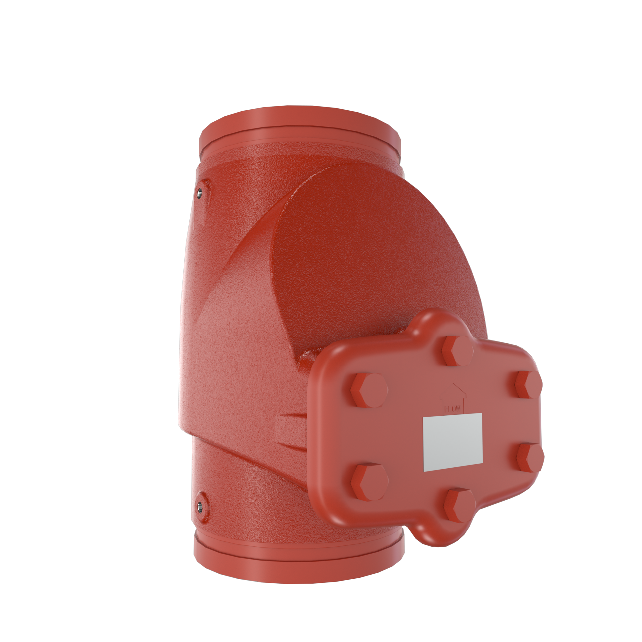 Red check valve body for fire protection system backflow prevention