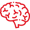 Red brain icon representing deep technical expertise and knowledge.